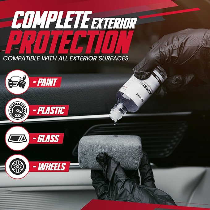 Graphene Ceramic Coating for Cars 50ML | Complete Ceramic Car Coating Kit [PRO] | Invisible & Hydrophobic Nano Auto Coating for Car Paint, Plastic Trim, Wheels, Windshield Glass, & Headlights