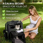 Cat Carrier Backpack for Travel & Car with Seat Belt Safety System, Expandable Pet Carrier for Cats & Small Dogs up to 25 lbs, Breathable, Durable, Foldable, Travel Friendly