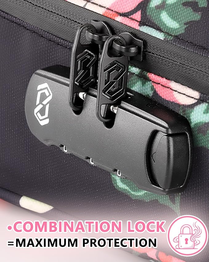 OZCHIN Large Smell Proof Bag with Combination Lock Odor Proof Lock Box Travel Storage Case Activated Charcoal Bag Great Christmas Gift