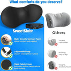 Lumbar Support Pillow for Office Chair - Memory Foam Lumbar Pillow with Detachable Strap & Breathable Cover, Ergonomic Back Support for Office Chair, Car, Bed Rest (Black)