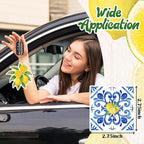 8Pcs Capri Lemon Car Air Fresheners Spring Summer Fruit Blue Tiles Yellow Scented Rearview Mirror Hanging Ornaments Decoration Amalfi Coast Positano Mediterranean Automotive Interior Accessories Decor