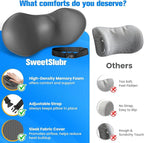 Lumbar Support Pillow for Office Chair - Memory Foam Lumbar Pillow with Detachable Strap & Breathable Cover, Ergonomic Back Support for Office Chair, Car, Bed Rest (Grey)