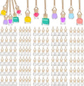 Fasmov 100 Pcs Hanging Car Air Freshener Diffuser, 10ml/8ml/5ml Empty Clear Glass Essential Diffuser Oil Aromatherapy Fragrance Perfume Pendant Glass Vials with Wooden Caps Lanyard, 5 Assorted Style
