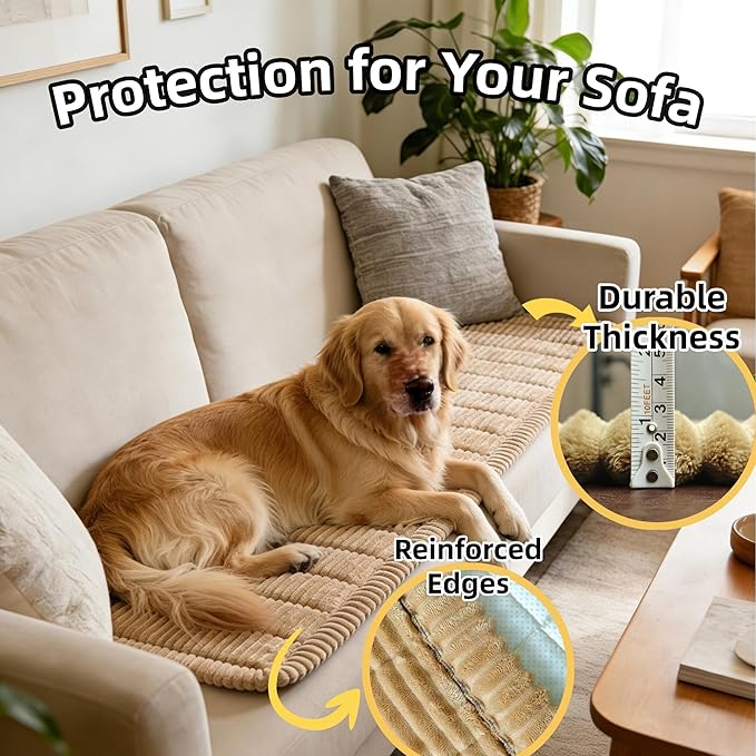 Dog Car Seat Cover, Pet Couch Covers for Car and Sofa, Non-Slip Backseat Pet Bed Mat, Machine Washable, Soft Plush Travel Seat Protector with Portable Storage Bag (Brown,23.6''×59'')