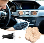 Zubebe Aroma Wood Essential Oil Diffuser 4 Packs Minimalistic Decor Car Air Freshener Flower Diffuser with Aromatherapy Clip for Car Office Bedroom