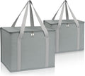 PEASUG 2 Pack Insulated Bags for Food Delivery, XL Pizza Delivery Bags, Large Capacity Cooler Bag Keep Food Warm for Grocery Shopping and Catering, Foldable, Heavy-Duty (Grey)