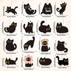 Funny Black Cat Car Air Fresheners - 16Pcs Cute Cartoon Meme Freshener Hanging Ornaments for Women, Kitten Hanging Interior Scent Accessories for Birthday Party Gift Car Mirror Wardrobe Home