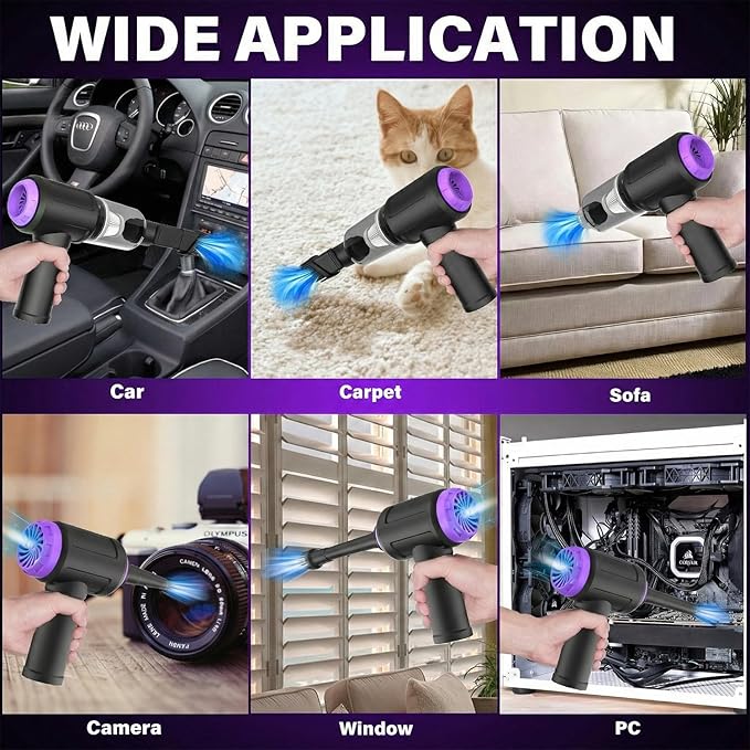 14.5KPA Computer Keyboard Vacuum Cleaner &110000RPM Electric Air Duster 3-in-1,Replaces Canned Air,for PC Tower & Car Laptop Sewing Machine Portable Keyboard Vac USB Desk Crumbs Dust Cleaners