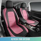 Road Comforts Car Seat Cover, Leather Car Seat Covers, Front Low Back Sport Seat Covers, Airbag Compatible, Universal Fits for Most Cars (Pink)