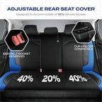 Skechers Memory Foam Car Seat Covers, Leather High Back Seat Covers Quilting Design,Waterproof Sports Car Seat Covers Front Seats,Airbag Compatible, Universal Fit for Most Cars, SUVs,Trucks,Blue