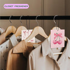 Coquette Pink Bow Cherry Air Freshener for Car, Cute Pink Girly Air Freshener Hanging 3 Pcs for Cars Closet Drawer or Books, Cute Girly Preppy Car Mirror Decor for Women