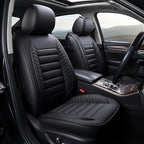 OASIS AUTO Car Seat Covers Front Seats Premium Waterproof Faux Leather Cushion Universal Accessories Fit SUV Truck Sedan Automotive Vehicle Auto Interior Protector (OS-001 Black)