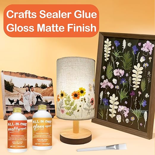 Crafts Sealer Gloss Matte Finish, 400ml All Purpose Craft Glue, Varnish, and Finish, All in One Craft Glue for Wood, Paper, Acrylic Paints, Ceramics, Fabrics, Clay