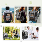 Lekebobor Cat Carrier Backpack, Expandable Pet Carrier with Sun Shade & Full Front Opening, Breathable Mesh Backpack for Small Dogs & Medium Cats Up to 18 Lbs, Foldable for Hiking, Camping (Grey)