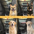 Dog Car Net Barrier for SUV Pet Barrier for Dog & Child Drive Safety Barrier with Mesh Pockets, Seat Back Net Bag Storage, Pouch Travel Accessory, Easy to Install