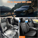 Car Seat Covers Custom Fit for Mazda 3 2007-2026, Premium Leather, Full Coverage Leather Waterproof Breathable Seat Covers, Automotive Seat Protectors, Airbag Compatible(2 Front Seats, Black)