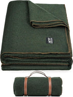 ONETIGRIS Wool Blanket, Camping Wool Blanket–Large, Cozy, Washable,Great for Camping,Outdoors,Car,Sporting Events, Bushcraft Survival Kits 64in x 87in