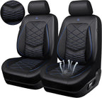 CAR PASS Luxury Nappa Leather Seat Covers Front, Water Resistant 3D Memory Foam Car Seat Covers with Lumbar Support,Thick Seat Cover Airbag Compatible Universal Fit for Sedan SUV Van Truck, Black Blue