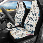 BIGCARJOB Cute Dogs Car Seat Covers Set for Front Only Car Interior Seat Rugs 2 Pcs Car Accessories Auto Front Seat Protector Set for Women