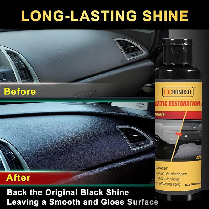 Plastic Restorer for Cars, Black Trim Restorer, Back to Black Plastic Restorer for Car Interior, Vinyl, Rubber, Plastic 150ml /5 fl oz