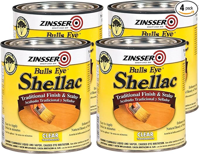Zinsser 304H-4PK Bulls Eye Shellac Traditional Finish & Sealer, Quart, Clear, 4 Pack