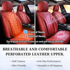 Coverado Car Seat Covers for Front Seat, Luxury Leather Seat Cover, 2 PCS Waterproof Seat Cover, Automotive Seat Covers, Driver Car Seat Protector, Universal Car Seat Cushions Fit for Most Cars(Red)
