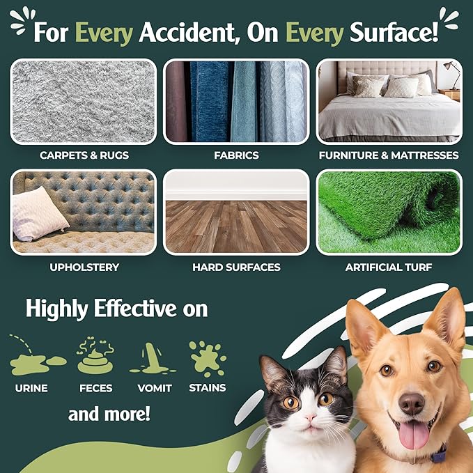 Urine Destroyer Enzyme Cleaner Spray | Cat & Dog Urine Stain and Odor Eliminator | Enzymatic Carpet Cleaner for Pets | Cat Pee Enzyme Cleaner (24 oz Pack of 2)