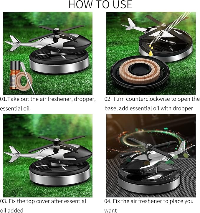 Helicopter Car Air Freshener Rotating Solar Car Freshener Airplane Car Perfume