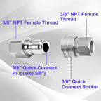 M MINGLE Pressure Washer Adapter, 2 Sets 3/8 Inch Quick Connect Fittings, Stainless Steel Pressure Washer Fittings, Male and Female Power Washer Quick Disconnect Kit, 5000 PSI