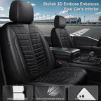 CAR PASS 3D Air Mesh Seat Covers for Car, Leather Car Seat Cover Front Seats, Breathable Foam Premium Leather Mesh Front Seat Covers Universal Fit for Cars Sedans Trucks Vans SUVs, All Black