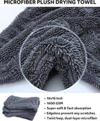 Premium 7PCS Car Wheel Rims Detail Cleaning PRO Wash Kit, Wheel Wash Mitt, Tire Brush,2PCS Soft Woolies Wheels Brush,Detailing Brush and Tire Dressing Pad,Microfiber Dry Towel Scratch-Free Cleaning