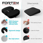 FORTEM Seat Cushion, Office Chair Cushion, Desk Chair Memory Foam, Sciatica Coccyx Tailbone Pain Relief, Pressure Relief, Sitting Pad, for Long Gaming & Sitting, Washable Cover, Non Slip, XL