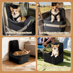 PETSFIT Dog Booster Car Seat for Small/Medium Dogs Up to 35 lbs – Patented Safety System, 6" Memory Foam Pet Car Seat, Fully Detachable and Washable Cover, Front/Back Seat Travel Booster (Black)