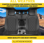LINGVIDO Car Seat Covers Full Set (5 Seats) - Premium Perforated Nappa Leather, Waterproof Shield, Omni-Adapt Fit SUVs Sedans, Ultimate Family & Pet Protection