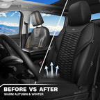 CAR PASS 3D Foam Mesh Leather Car Seat Covers Front Seats, Leather Mesh Front Seat Covers for Car,Breathable Universal Fit for SUV Truck Sedan Van Automotive, Armrest Airbag Compatible,Black