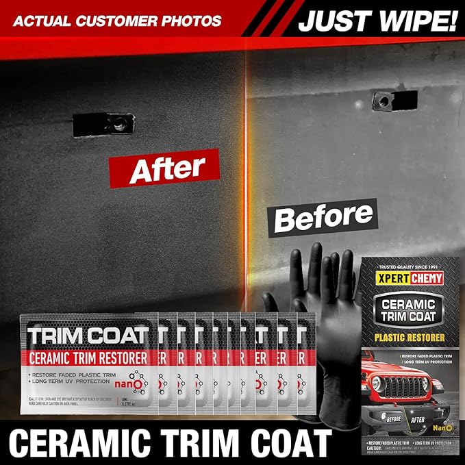 Ceramic Trim Coat Kit, Plastic Restorer for Cars Ceramic Coating Wipes to Lasting Over 230 Washes,The Ceramic Coating Helps Improve Optical Clarity On Clear Car Plastic