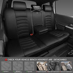 CAR PASS Leather Back Seat Cover, Universal Waterproof Bench Rear Seat Cover Zipper Split Rear Bench Protector Fit 95% Automotive Interior Covers for Cars Sedans SUVs (Rear,All Black)