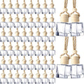 Zubebe 300 Pcs 8ml Hanging Car Air Freshener Diffuser Bottle Bulk Empty Clear Glass Perfume Bottles Refillable Aromatherapy Essential Oils Pendant for Auto Interior Ornaments Decoration (Cube)