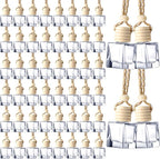 Zubebe 300 Pcs 8ml Hanging Car Air Freshener Diffuser Bottle Bulk Empty Clear Glass Perfume Bottles Refillable Aromatherapy Essential Oils Pendant for Auto Interior Ornaments Decoration (Cube)