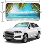 Beach Palm Car Windshield Sun Shade Foldable Sunshade Front Window Cover Sun Visor Protector Accessories (59x27.5 inches)