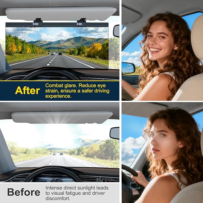 Sun Visor Extender for Car, Visor Extender Attachment for Car, Adjustable Visor Extender Sun Blocker UV400, Polarized Sun Visor Extender, Anti-Glare, UV Protector (1 Pack, Large)