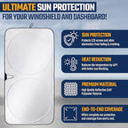 EcoNour Windshield Sunshade for Cars | Full-Coverage Heat & UV Protection | High-Performance Light Blocking Sun Shade | Foldable Design Keeps Interior Cool | Compact Storage- Medium