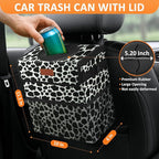 3 Gallons Car Trash Can with Lid, Car Bag Bin Hanging Waterproof Automotive Garbage Cans Leak Proof Vehicle Trash Can Cow Print