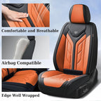 Coverado Car Seat Covers Full Set, Automotive Seat Covers Car Seat Protector Car Seat Cushion, Waterproof Leather Seat Covers for Cars, Universal Fit for Most Sedans SUV Pick-up Truck(Black&Orange)