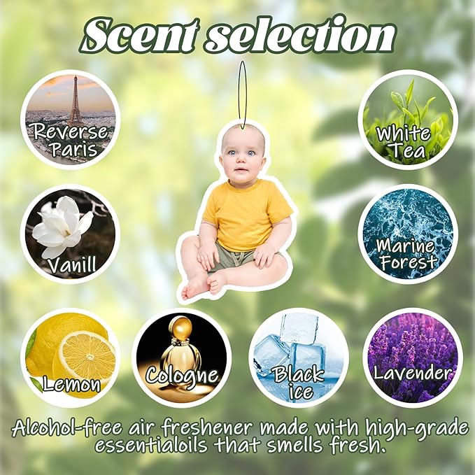 Custom Air Fresheners with Picture,Personalized Photo Air Freshener for Car,Customized Double Sided Dangle it Air Fresheners for Bedroom Bathroom Wardrobe Hanging Ornaments (3PCS-Crop)