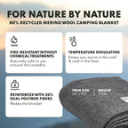 Woolly Mammoth Woolen Co. | Extra Large Merino Wool Camp Blanket | Perfect Outdoor Gear | Bedroll for Bushcraft, Camping, Trekking, Hiking, Survival, or Throw Blanket at the Cabin (Gray), 66" x 90"