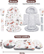 Infant Insert, Enlarged Head Support for Baby, Reversible Newborn Insert with 3 Strap Covers, 2-in-1 Baby Cushion for Stroller, Swing, Bouncer, Rocker - Brown Rainbow