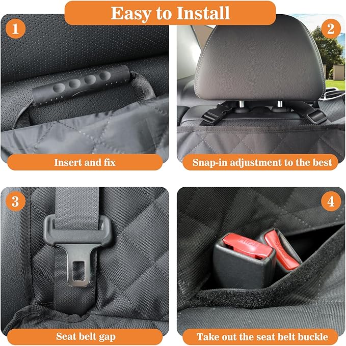 Meolsaek Dog Car Seat Cover for Back Seat, Scratch Proof Nonslip Pet Car Seat Cover, 4 Layers Waterproof Heavy Duty Back Seat Pet Cover for Dogs with Storage Bag (Bench)