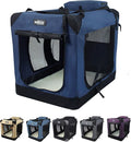 EliteField 3-Door Folding Soft Dog Crate with Carrying Bag and Fleece Bed (2 Year Warranty), Indoor & Outdoor Pet Home (36" L x 24" W x 28" H, Navy Blue)