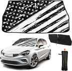 CHILL·TEK Funny Car Windshield Sun Shade Umbrella, American Flag Car Sun Shade Umbrella, Block UV Rays Heat Foldable Windshield Umbrella Sun Visor Protector - Keep Vehicle Cool for Cars SUV